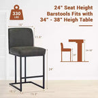 Sgabelli da Bar ad Altezza Bancone con Schienale, Set di 1 Sgabello da Bar in Pelle Imbottita, Altezza Seduta 61 cm per Isola della Cucina, Angolo Colazione o Caffè
