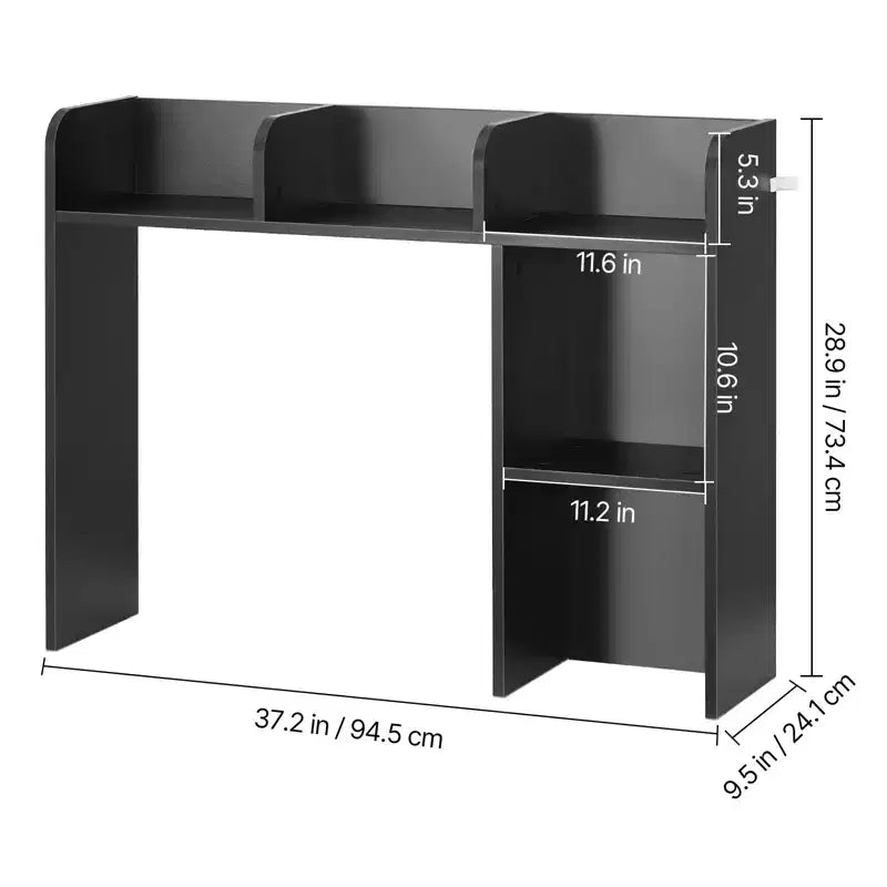 Scaffale da Scrivania a 2 Livelli e Portaoggetti da Ufficio – 94.5x24.1x73.4 cm, Nero