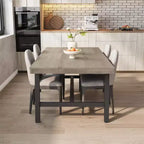 70.87 Grande tavolo da pranzo rustico in legno per 6 persone, con robuste gambe in metallo nero, tavolo da patio rettangolare industriale per cucina, sala da pranzo