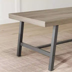 70.87 Grande tavolo da pranzo rustico in legno per 6 persone, con robuste gambe in metallo nero, tavolo da patio rettangolare industriale per cucina, sala da pranzo
