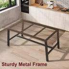 70.87 Grande tavolo da pranzo rustico in legno per 6 persone, con robuste gambe in metallo nero, tavolo da patio rettangolare industriale per cucina, sala da pranzo