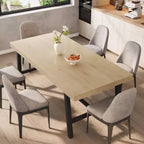 70.87 Grande tavolo da pranzo rustico in legno per 6 persone, con robuste gambe in metallo nero, tavolo da patio rettangolare industriale per cucina, sala da pranzo