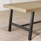 70.87 Grande tavolo da pranzo rustico in legno per 6 persone, con robuste gambe in metallo nero, tavolo da patio rettangolare industriale per cucina, sala da pranzo
