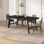 70.87 Grande tavolo da pranzo rustico in legno per 6 persone, con robuste gambe in metallo nero, tavolo da patio rettangolare industriale per cucina, sala da pranzo
