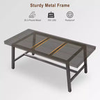 70.87 Grande tavolo da pranzo rustico in legno per 6 persone, con robuste gambe in metallo nero, tavolo da patio rettangolare industriale per cucina, sala da pranzo