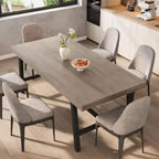 70.87 Grande tavolo da pranzo rustico in legno per 6 persone, con robuste gambe in metallo nero, tavolo da patio rettangolare industriale per cucina, sala da pranzo