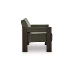 Poltrona d'accento – Rivestimento in velluto verde oliva e struttura in legno color espresso, stile contemporaneo