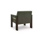 Poltrona d'accento – Rivestimento in velluto verde oliva e struttura in legno color espresso, stile contemporaneo