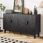 Credenza nera moderna – Design geometrico dell'anta, ripiani regolabili, 140 cm L
