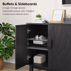 Credenza nera moderna – Design geometrico dell'anta, ripiani regolabili, 140 cm L