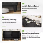 Credenza nera moderna – Design geometrico dell'anta, ripiani regolabili, 140 cm L