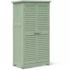 63 Inch Weatherproof Outdoor Storage Shed,with Removable Shelves, Locks,Double Shuttered Doors,Tall Wooden Garden Tool Shed with Floor for Patio,Yard