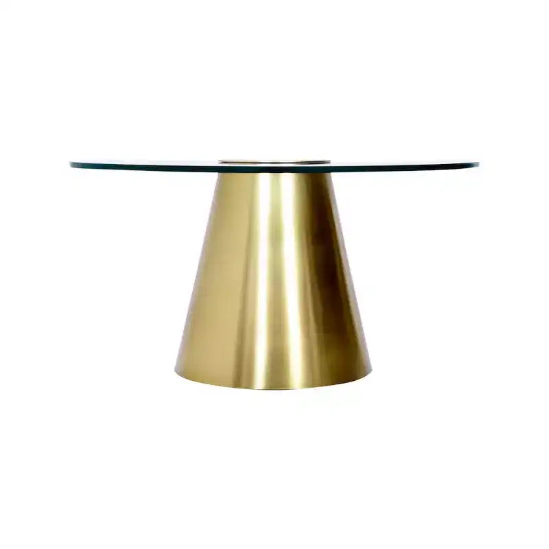 Tavolino da Caffè Rotondo in Oro Spazzolato con Piano in Vetro – Design Contemporaneo