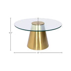 Tavolino da Caffè Rotondo in Oro Spazzolato con Piano in Vetro – Design Contemporaneo
