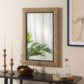 Specchio Rettangolare da Parete – Cornice in MDF Naturale e Nera, 60x90 cm
