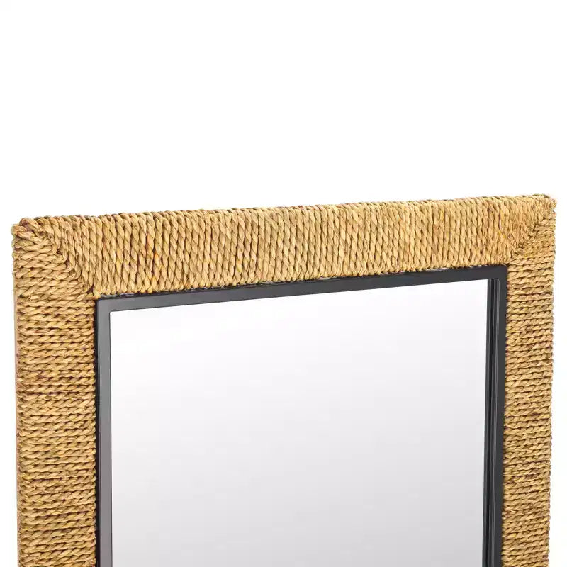 Specchio Rettangolare da Parete – Cornice in MDF Naturale e Nera, 60x90 cm