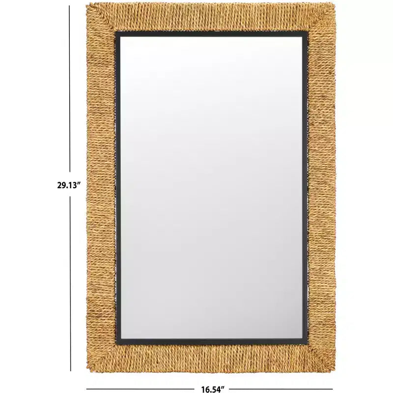 Specchio Rettangolare da Parete – Cornice in MDF Naturale e Nera, 60x90 cm