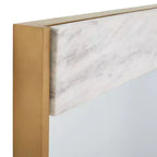 Specchio Reclinabile Finto Marmo – 24x36 Cornice Bianca e Ottone, Ferro e MDF