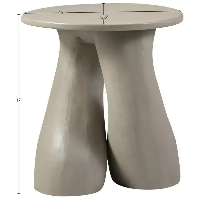 Tavolino rotondo Art Déco – Alluminio verniciato a polvere color crema, 43 cm H, portata 50 kg