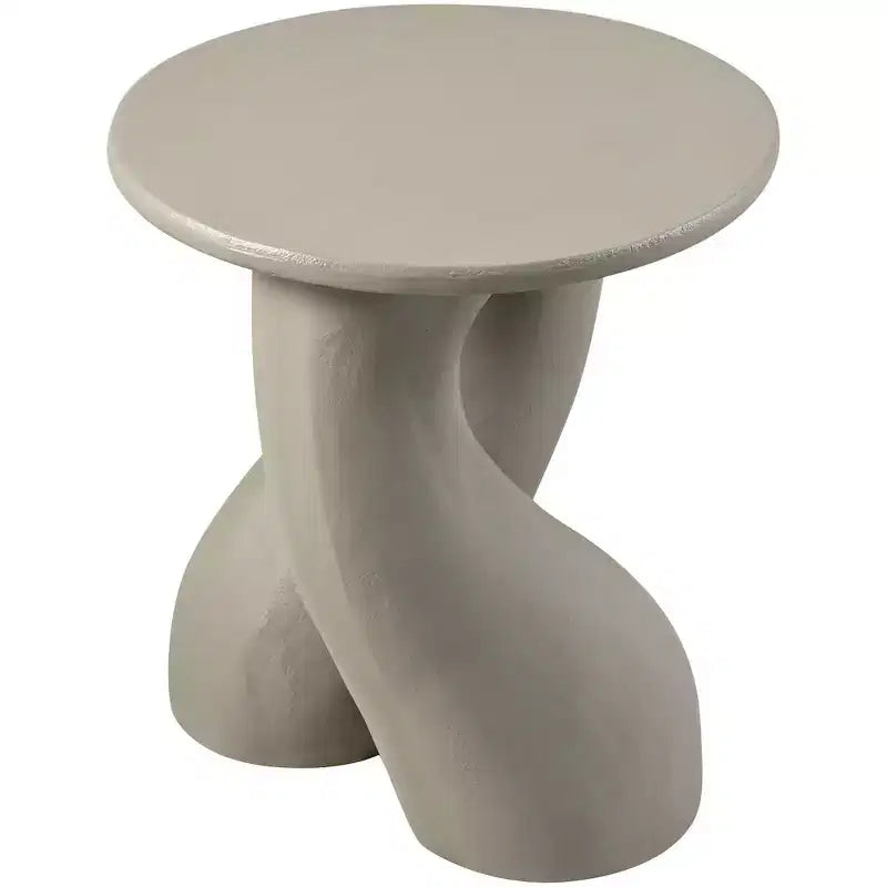 Tavolino rotondo Art Déco – Alluminio verniciato a polvere color crema, 43 cm H, portata 50 kg