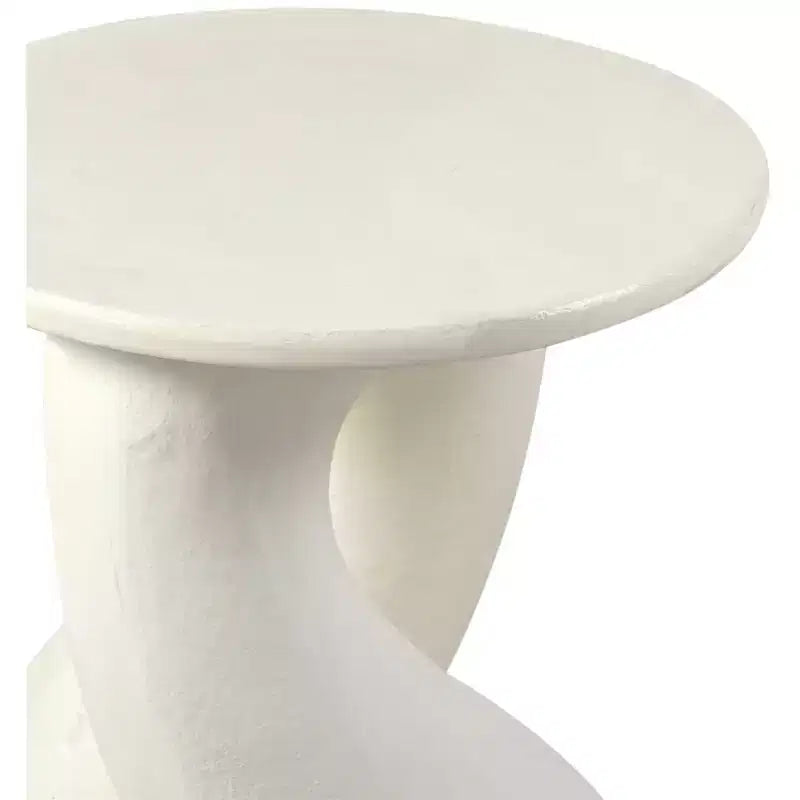 Tavolino rotondo Art Déco – Alluminio verniciato a polvere color crema, 43 cm H, portata 50 kg