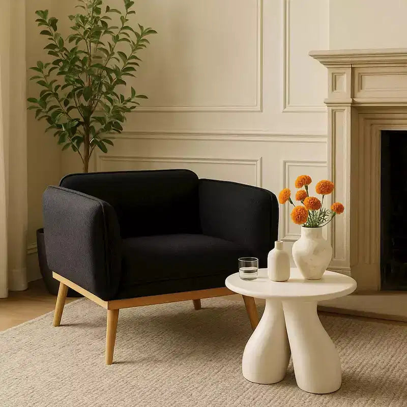Tavolino rotondo Art Déco – Alluminio verniciato a polvere color crema, 43 cm H, portata 50 kg