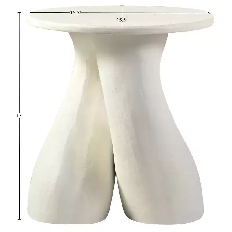 Tavolino rotondo Art Déco – Alluminio verniciato a polvere color crema, 43 cm H, portata 50 kg