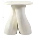 Tavolino rotondo Art Déco – Alluminio verniciato a polvere color crema, 43 cm H, portata 50 kg