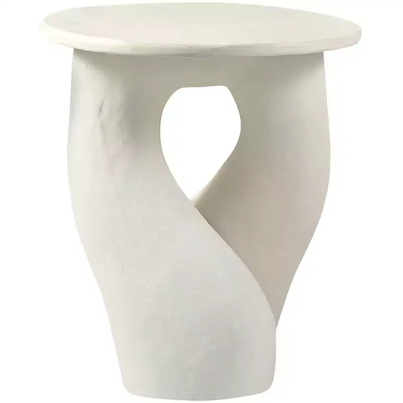 Tavolino rotondo Art Déco – Alluminio verniciato a polvere color crema, 43 cm H, portata 50 kg