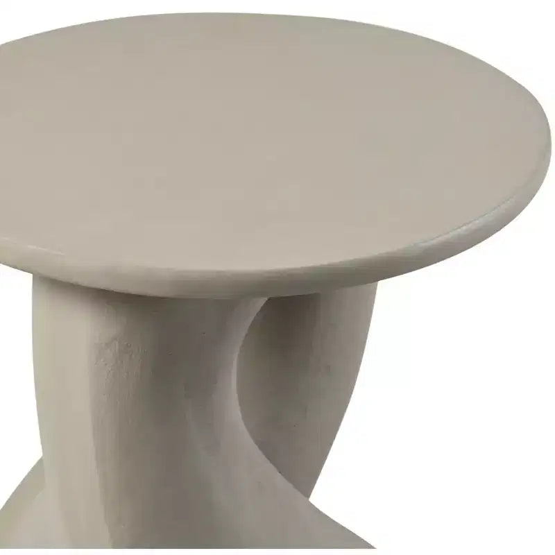 Tavolino rotondo Art Déco – Alluminio verniciato a polvere color crema, 43 cm H, portata 50 kg