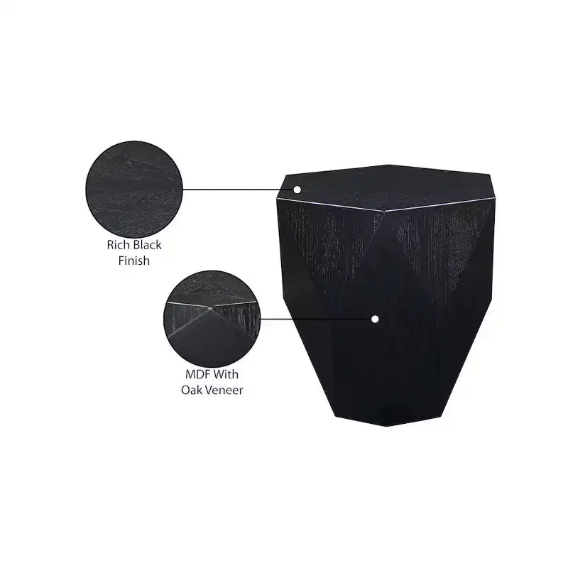 Tavolino Nero a Forma di Diamante – Impiallacciatura in Rovere e MDF, Design Contemporaneo