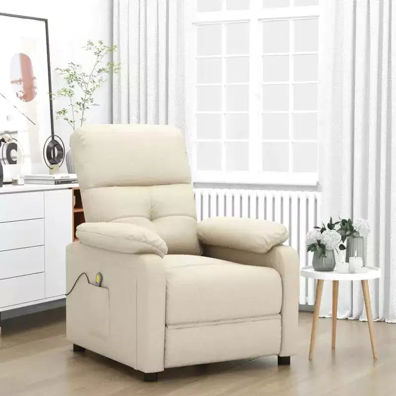 Poltrona Reclinabile Grande per Massaggi – Tessuto Marrone, Schienale e Poggiapiedi Regolabili