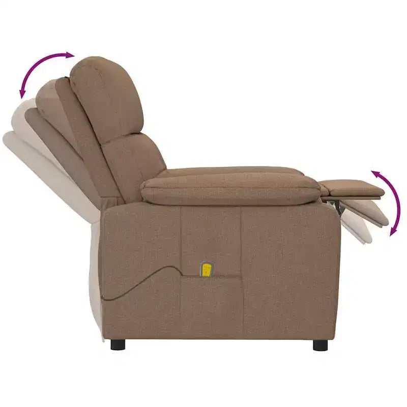 Poltrona Reclinabile Grande per Massaggi – Tessuto Marrone, Schienale e Poggiapiedi Regolabili
