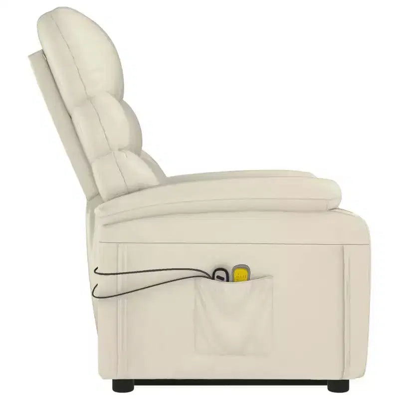 Poltrona reclinabile massaggiante con alzapersona – Similpelle bianco crema