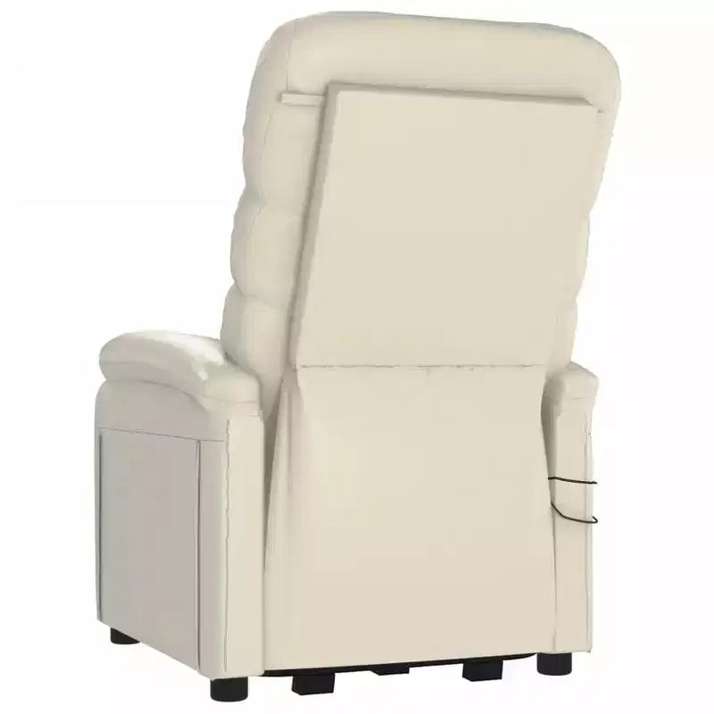 Poltrona reclinabile massaggiante con alzapersona – Similpelle bianco crema