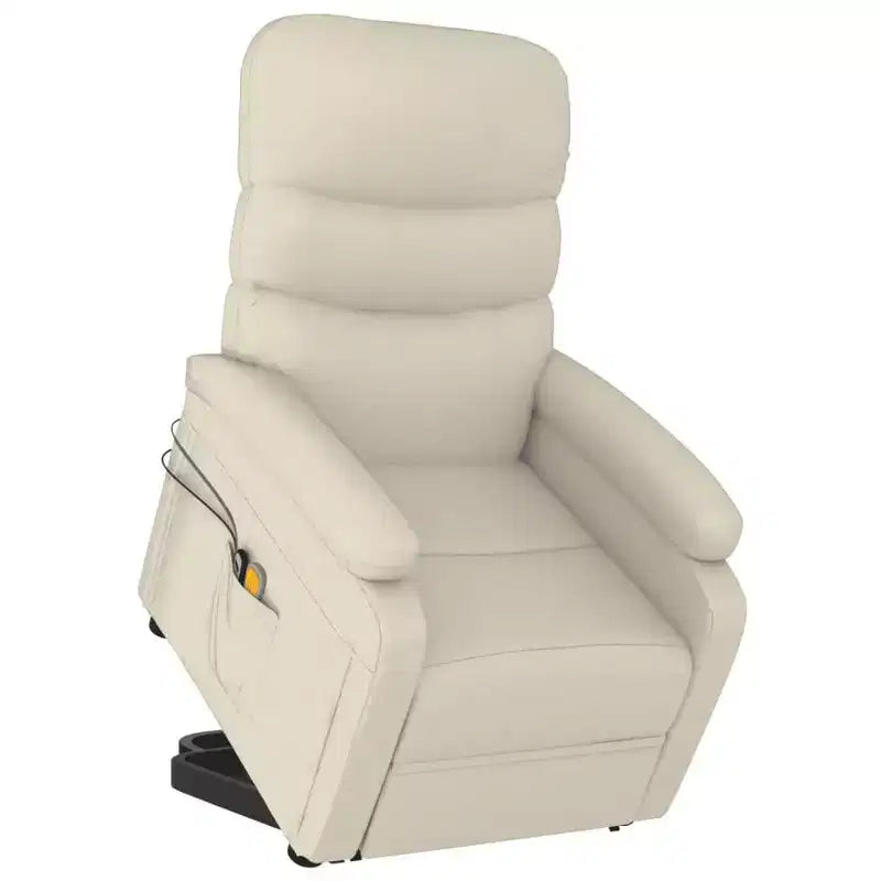 Poltrona reclinabile massaggiante con alzapersona – Similpelle bianco crema
