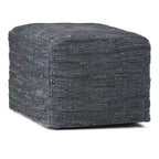 Pouf Contenitore in Pelle Intrecciata Quadrato – 45x45x35 cm, Portata 113 kg, Imbottitura in Polistirolo
