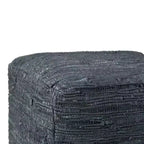 Pouf Contenitore in Pelle Intrecciata Quadrato – 45x45x35 cm, Portata 113 kg, Imbottitura in Polistirolo