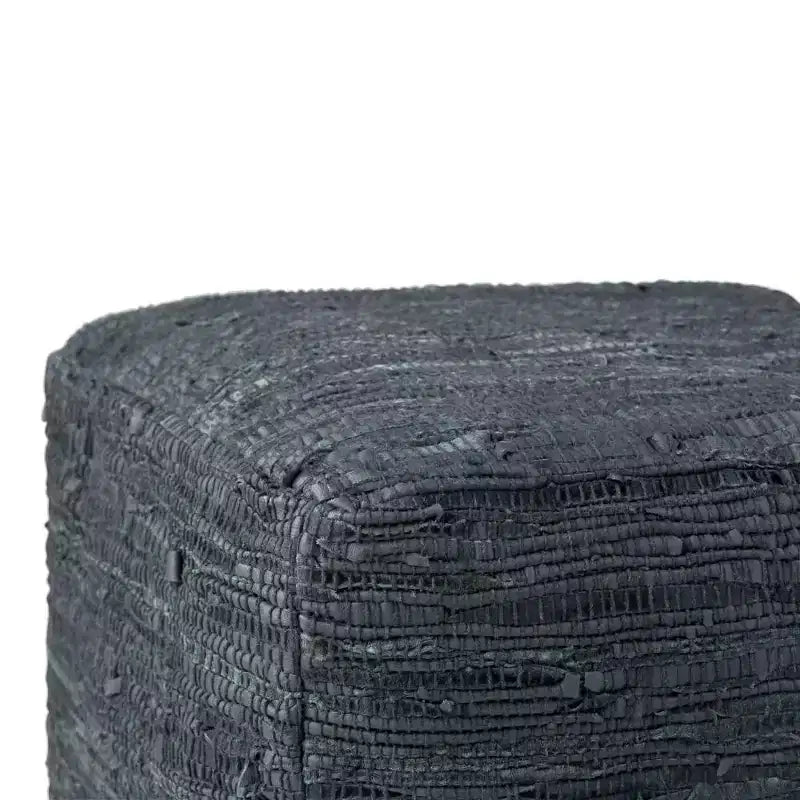 Pouf Contenitore in Pelle Intrecciata Quadrato – 45x45x35 cm, Portata 113 kg, Imbottitura in Polistirolo