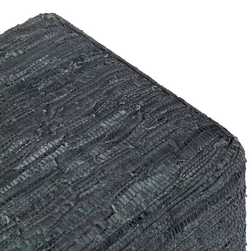 Pouf Contenitore in Pelle Intrecciata Quadrato – 45x45x35 cm, Portata 113 kg, Imbottitura in Polistirolo