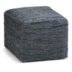 Pouf Contenitore in Pelle Intrecciata Quadrato – 45x45x35 cm, Portata 113 kg, Imbottitura in Polistirolo