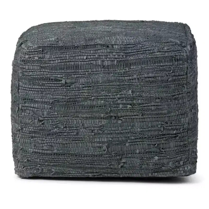 Pouf Contenitore in Pelle Intrecciata Quadrato – 45x45x35 cm, Portata 113 kg, Imbottitura in Polistirolo