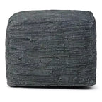 Pouf Contenitore in Pelle Intrecciata Quadrato – 45x45x35 cm, Portata 113 kg, Imbottitura in Polistirolo