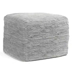 Pouf Contenitore in Pelle Intrecciata Quadrato – 45x45x35 cm, Portata 113 kg, Imbottitura in Polistirolo