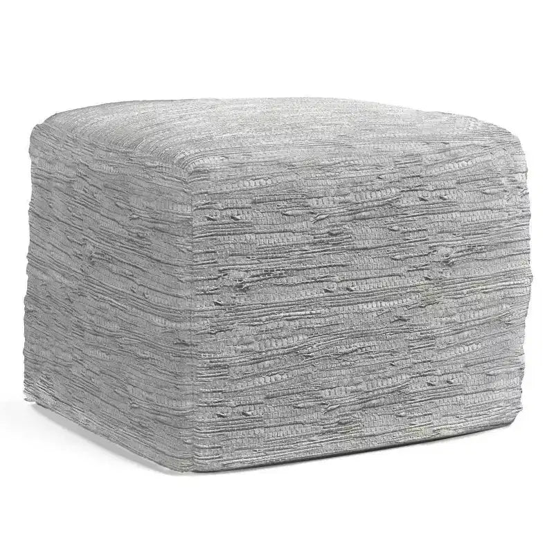 Pouf Contenitore in Pelle Intrecciata Quadrato – 45x45x35 cm, Portata 113 kg, Imbottitura in Polistirolo