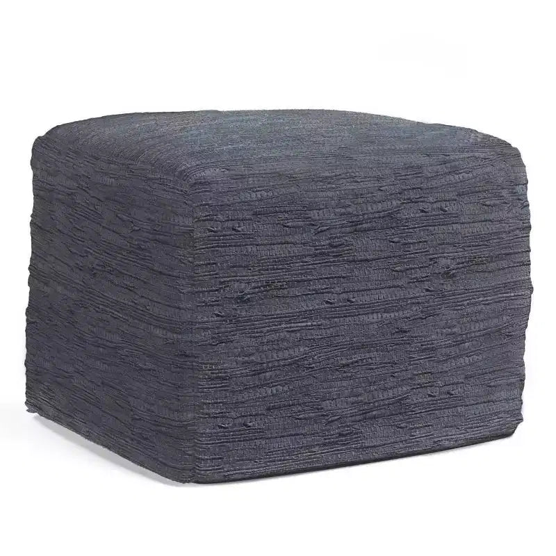 Pouf Contenitore in Pelle Intrecciata Quadrato – 45x45x35 cm, Portata 113 kg, Imbottitura in Polistirolo