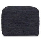 Pouf Contenitore in Pelle Intrecciata Quadrato – 45x45x35 cm, Portata 113 kg, Imbottitura in Polistirolo