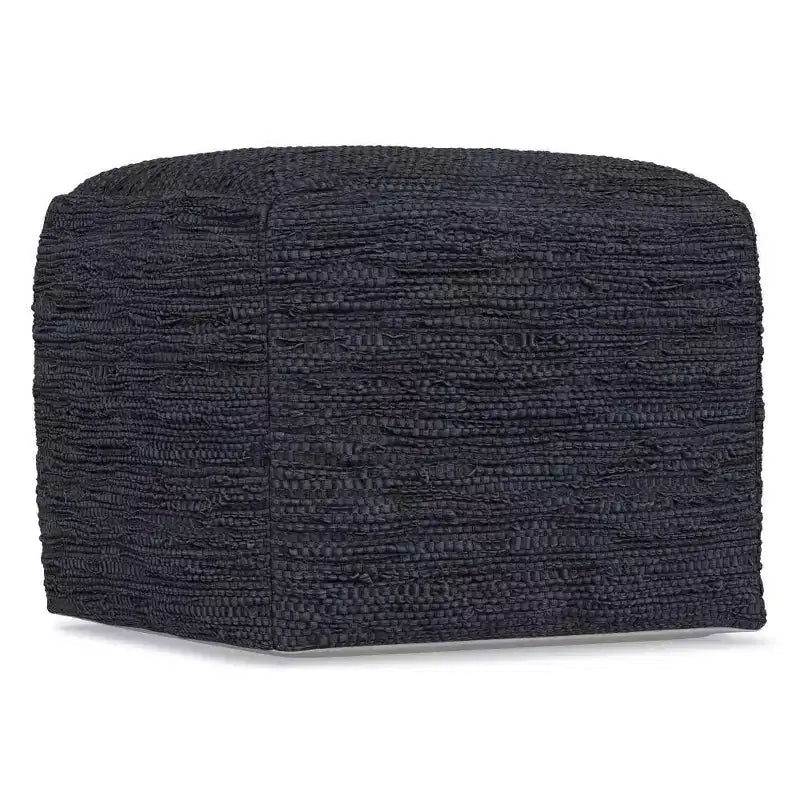 Pouf Contenitore in Pelle Intrecciata Quadrato – 45x45x35 cm, Portata 113 kg, Imbottitura in Polistirolo