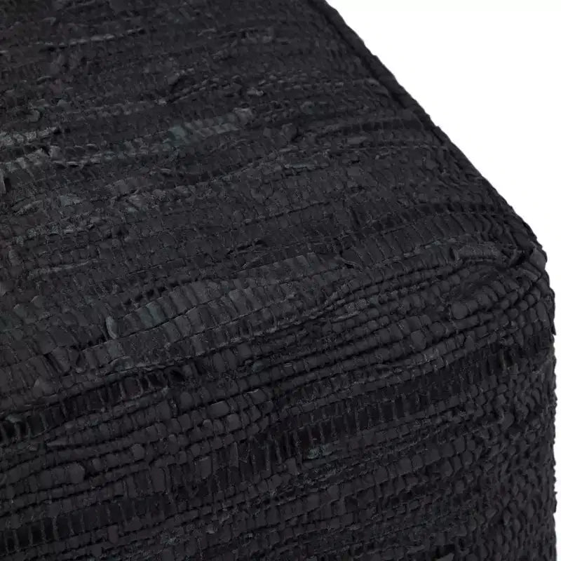 Pouf Contenitore in Pelle Intrecciata Quadrato – 45x45x35 cm, Portata 113 kg, Imbottitura in Polistirolo