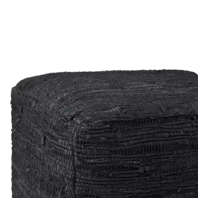 Pouf Contenitore in Pelle Intrecciata Quadrato – 45x45x35 cm, Portata 113 kg, Imbottitura in Polistirolo